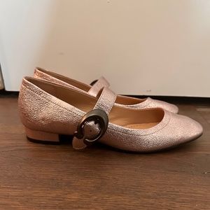 Coach Lexi Mary-Jane Metallic Pink Flats - size 6